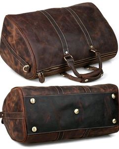 Sac de voyage unisexe vintage en cuir avec bandoulière réglable, fermeture éclair, résistant à l'eau, 20-35L, personnalisable, pour la gym et les voyages - Product Image 3