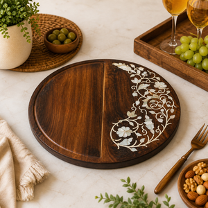 Mother of Pearl Inlay Wooden Serving <b>Tray</b> Hexagonal Design | Handmade Ramadan Eid Decor <b>Tray</b> | Luxury Kitchenware Serving <b>Tray</b> - Product Image 3