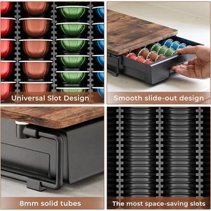 Organizador de Estación de Café de Madera Rústica para Encimera, Cajón de Almacenamiento de Gran Capacidad para Cápsulas Nespresso VertuoLine - Product Image 4