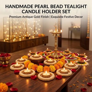 Handmade Metal Eco-Friendly <b>Tealight</b> <b>Candle</b> Holder Set Luxury Festive Table Centerpiece Diya Diwali Indian Weddings Home - Product Image 2