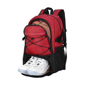 Sac à dos de sport rouge pour le basketball avec compartiment à chaussures indépendant, grande capacité, idéal pour les entraînements, les jeux de ball et la gym en plein air - Product Image 1