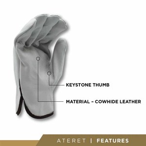 Gants de conduite en cuir de vachette grainé de haute performance, résistants à l'abrasion et à la chaleur, pour travaux lourds et jardinage, gants de sécurité pour les mains - Product Image 2