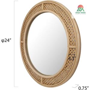 <b>Round</b> Rattan Wall <b>Mirror</b> with Wooden Framed, Modern Boho Decorative <b>Mirror</b> for <b>Bathroom</b>, Entry, Living Room, Bedroom, 24 Inch - Product Image 6