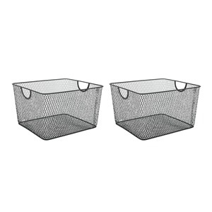 Rectangle Metal Wire Storage <b>Basket</b> With Handles Modern Multi-Purpose Organizer - Product Image 1