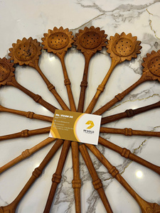 Sunflower Wooden Tea Strainer Spoon Red Wood Loose Leaf Tea <b>Filter</b> Vietnam Sunflower Sturdy Flower Wooden Spoon Bamboo Handle - Product Image 2