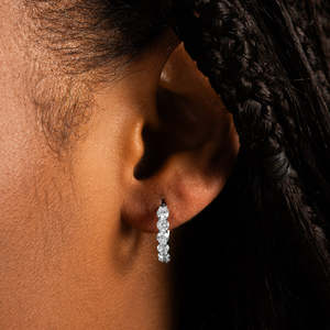 925 Sterling Silver Moissanite Huggie Hoop Earrings VVS D Color Diamond Hoop Earrings For Women - Product Image 2