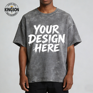 T-shirt Homme Oversize Rétro 100% Coton 220g Uni avec Logo Imprimé DTG, Effet Délavé Acide, Style Vintage Personnalisé OEM - Product Image 2