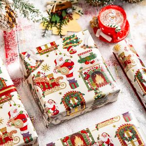 Rotolo di Carta da Regalo Reversibile Vintage con Babbo Natale a Cavallo, Design con Lettere Rosse per Caminetto, Nuove Forniture Natalizie - Product Image 1