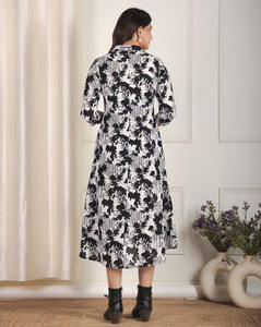 Vestido Casual de Verano 2026, Estampado, Holgado, Estilo Occidental, para Mujer, Tallas Grandes, Mangas 3/4, Tela Muselina Premium - Product Image 3