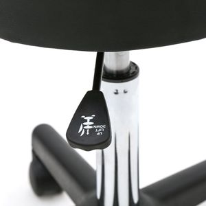 Sgabello da Salone Nero Rotondo Regolabile con Schienale in Plastica per Saloni - Product Image 4