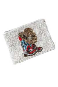 Porte-monnaie tendance léopard perlé, pochette rose imprimé animal, porte-clés, étui à perles de verre, sacs à monnaie pour femmes, petit porte-zip - Product Image 6