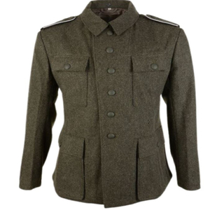 Veste d'hiver vintage en laine et polyester pour homme M.AFZAL, gris champêtre, manches longues, boutonnée, reproduction de la tunique allemande M43 de la Seconde Guerre mondiale - Product Image 5
