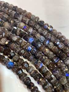 ลูกปัดลาบราดอไรต์สีดำธรรมชาติ รูปทรงรอนเดลล์ ประกายสีฟ้า คุณภาพสูง สำหรับทำเครื่องประดับ - Product Image 3