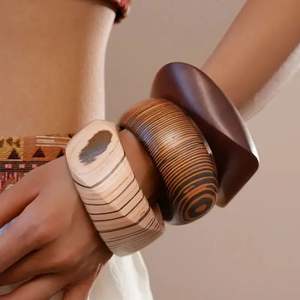 Luxury Finish Waterproof Handmade Wood <b>Bangle</b> <b>Bracelet</b> for Women Classic Timeless Jewelry Design Custom Colors Business Gift - Product Image 1