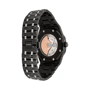 Reloj Mecánico Negro con Incrustaciones de Moissanita, Correa de Acero Inoxidable, Esfera Analógica, Reloj de Pulsera de Lujo para Fiesta - Product Image 5