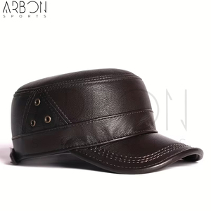 Classic Vintage Fashion Wear Durable Lightweight Comfortable New Trendy High Quality Cowhide Leather <b>Flat</b> <b>Cap</b> For Wholesale Rate - Product Image 2
