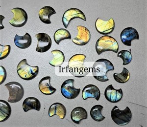 Cabochons de labradorite naturelle de haute qualité, forme lune, faits à la main, lisses, magnifiques pierres précieuses en vrac, labradorites de couleurs mélangées - Product Image 3