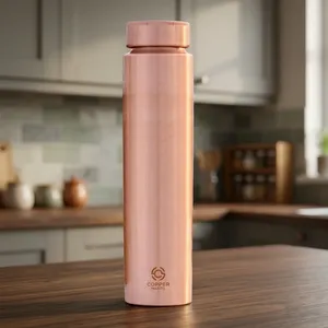 Bouteille d'eau en cuivre pur, bouteille d'eau potable en cuivre, bouteille en cuivre 100% pur, bouteille en cuivre pour l'eau - Product Image 4