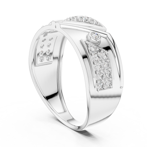 CLASSIC Round CUT LAB GROWN DIAMOND BAND <b>SET</b> 18KT SOLID WHITE Gold RHODIUM PLATED LUXURY Engagement Wedding DAILY OFFICE USE <b>MEN</b> - Product Image 3