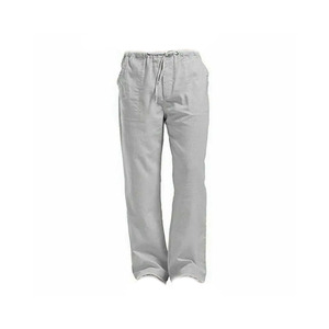 Pantalon décontracté en coton Oxford gris clair pour homme, taille élastique avec cordon de serrage, devant plat, léger, idéal pour l'été - Product Image 1