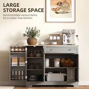 Credenza Moderna Artigianale da 41 Pollici per Villa, Mobile Buffet da Cucina con 3 Ante, Cassetto e Ripiano Regolabile in Grigio per Sala da Pranzo - Product Image 4