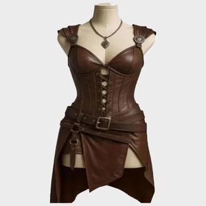 Chaqueta de Cuero con Ribete de Piel, Estilo Corsario Medieval para Hombre, Ropa Urbana - Product Image 3