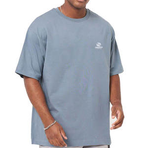 Camiseta de Algodón 100% de Lujo de Alta Calidad al por Mayor, Lisa, con Cuello Simulado, Oversize, Estilo Vintage y Hombros Caídos - Product Image 1