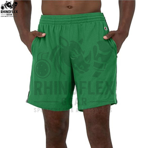 Pantalones Cortos Deportivos de Malla Rosa Sólido para Hombre, Corte Regular, Cintura Elástica con Cordón, Bolsillos Laterales Abiertos, Secado Rápido y Transpirables - Product Image 5
