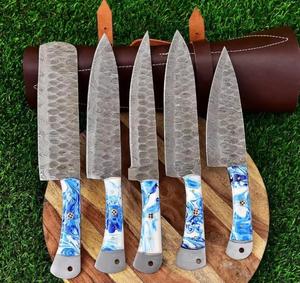 Handmade High Quality 5-Piece Damascus Steel Chef <b>Knife</b> <b>Set</b> <b>Sharp</b> Serrated Edge Customized Handle Eco-Friendly Multi-Purpose - Product Image 2