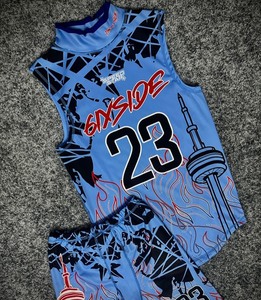 Ensemble de maillot de basket-ball pour homme 6IXSIDE, 23, imprimé par sublimation, anti-transpiration, sans manches, uniforme sportif bleu avec motif Tour de la Chine - Product Image 2