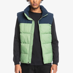 Gilet matelassé imperméable personnalisable pour homme, col montant, fermeture éclair, coupe-vent, vêtement d'extérieur d'hiver décontracté, vert marine - Product Image 1