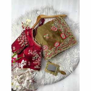 SECUENCIA DE BORDADO DE SECUENCIA BORDADA ATRACTIVA TRABAJO SAREE CON BLUSA COSTADA ORO - Product Image 1