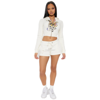 Set Loungewear Wanita Kasual Vintage Y2K Musim Dingin 2-Potong, Bahan Fleece Solid Bersulam, Ramah Lingkungan, Bernapas, Jaket Zip-Up Sepanjang Lutut