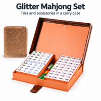 Ensemble de Mahjong américain à paillettes, 144 tuiles avec 4 tuiles vierges supplémentaires, étui de transport, dés, jetons et indicateur de vent