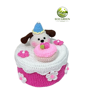 Yarn crochet cake container cute fruit topping ideal for kids play organizing <b>small</b> items and home decoration - Product Image 6