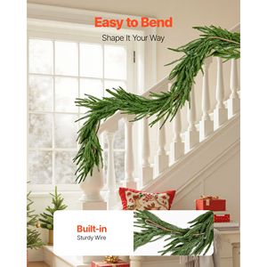 Ghirlanda di Pino Norfolk Realistica 6 Piedi, Decorazione Natalizia per Interni, Ghirlande Artificiali di Fogliame Verde Effetto Naturale per Decorazioni Festive - Product Image 5