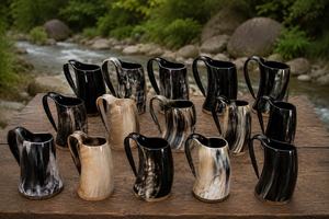 Auténtica Taza de Cuerno Natural Hecha a Mano con Diseño de Ángel/Animal - Impermeable, Tamaño Personalizable, Imitación Antigua Pulida, Regalo para Artesanía Navideña - Product Image 5