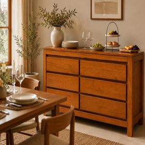 Solid Teak Wood High Quality Wabi-Sabi Antique Contemporary Design Wholesale Nadhifa Sideboard <b>6</b> <b>Drawers</b> Buffet Living Room - Product Image 5
