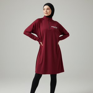 Haut musulman modeste à manches longues pour femme avec trous pour les pouces, respirant, élégant, confortable, UPF50+, écologique, vêtements de sport modestes - Product Image 1