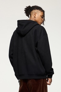 Sweat-shirt à capuche noir pour homme, fermeture éclair, coupe ample, décontracté, en polaire, couleur unie, pour l'automne - Product Image 6