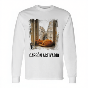 T-shirt a maniche lunghe Sleeping Cat In Paris per adulti, unisex, girocollo, stampa digitale - Product Image 3