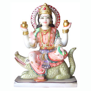 Murti de Mármol Ganga Mata |   Ídolo de la Diosa Ganga Hecho a Mano con Makara – Maliyas - Product Image 1