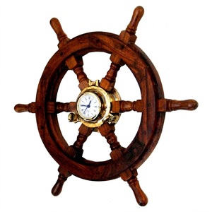 Reloj de Rueda de Barco Náutico con Acabado Antiguo, Decoración de Pared de Madera con Rueda de Barco, Adorno Colgante Marítimo Vintage, Decoración para el Hogar con Temática de Crucero - Product Image 2