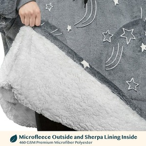 <b>Wearable</b> <b>Blanket</b> Hooded Star Pattern Plush Soft Cozy One Piece Covering Sleepwear Modern Style - Product Image 5