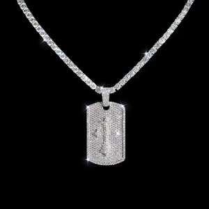 Colgante de Placa Militar Iced Cross de 26mm con Moissanita Plateada, Estilo Hip Hop, en Tono Blanco, Amarillo y Rosa, Joyería de Regalo (Solo Colgante) - Product Image 2