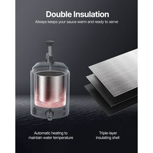 Dispenser Elettrico per Formaggio in Acciaio Inox da 2,4L con Controllo della Temperatura 86-230°F, Attrezzatura Commerciale per Mantecare Caldo il Fudge - Product Image 4