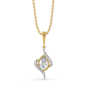 Collier pendentif de luxe pour femme plaqué or 18 carats avec diamant taille poire, chaîne maille forçat, bijoux fins style fiançailles - Product Image 2