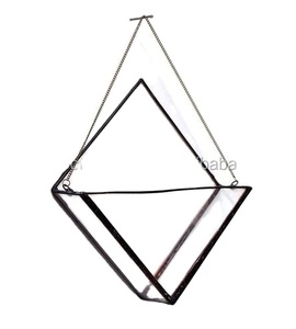 Soporte de almacenamiento geométrico colgante de metal con forma de diamante para organizadores de joyas - Product Image 1