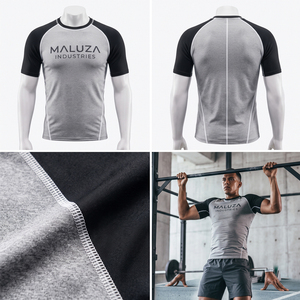Wholesale <b>Men</b> Plus Size Workout <b>Compression</b> T-Shirt High Stretch Sports Knitted 100% Cotton Custom Logo Breathable Streetwear - Product Image 4