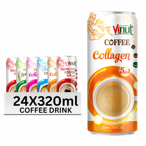 เครื่องดื่มกาแฟคอลลาเจน กระป๋องอะลูมิเนียม 320 มล. อาราบิก้า โรบัสต้า VINUT คุณภาพพรีเมียม 10 บริกซ์ สำหรับขายส่ง แบรนด์ส่วนตัว OEM ODM - Product Image 1